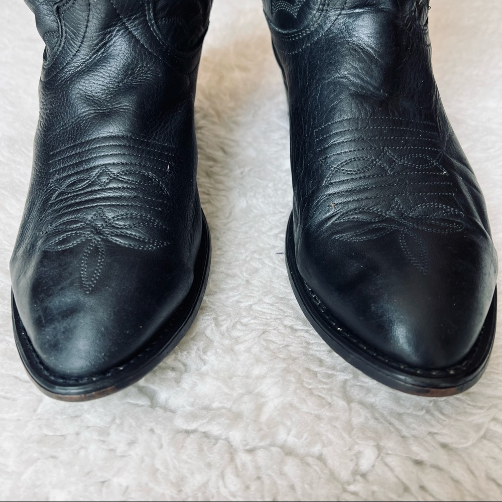 Vintage Genuine Soft Leather Black Western Cowboy boots size 9 EW - Picture 5 of 10